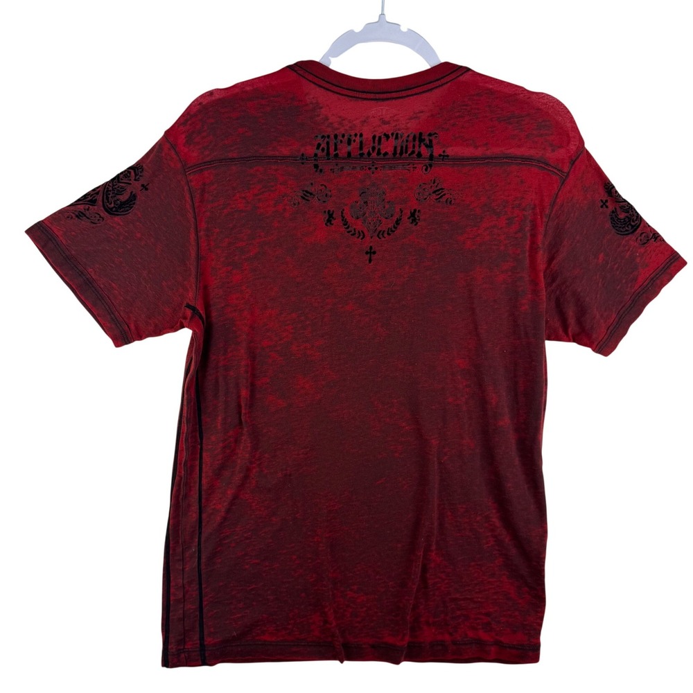 Affliction Live Fast Graphic T-Shirt Men Medium Red Black Burnout MMA Y2K Gothic - Picture 3 of 4